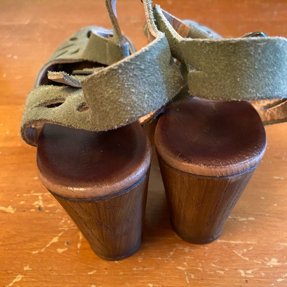 Eric Michael Olive Suede Platform Clogs, Size 39/8 - image 3